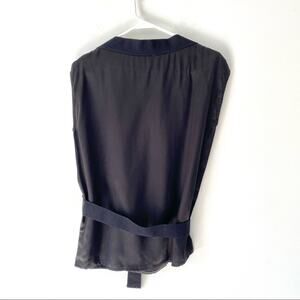 Ann Demeulemeester Black Silk Satin Belted Blouse